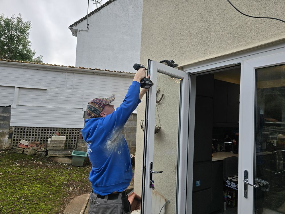 Door lock repair being carried out at a Bristol property